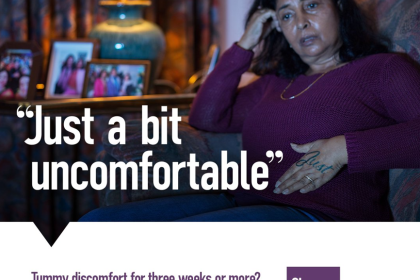 A poster encouraging people to contact their GP if they are experiencing stomach symptoms