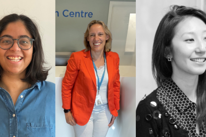 Headshot images of Saswati, Jo and Angie