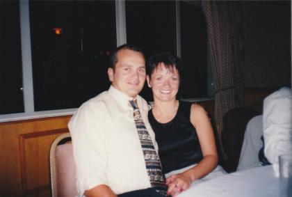 An old photo of Declan and Pauline smiling