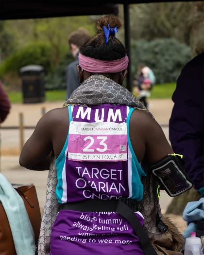 Shaniqua's running vest with the words 'for mum' printed on the back