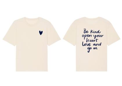 Olive and Frank tshirt in cream with a navy love heart and writing