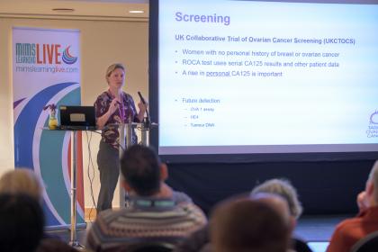 Dr Victoria Barber presenting at a GP conference