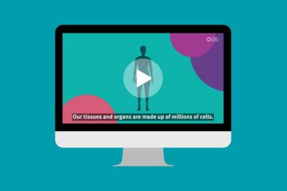 A still image from the 'what is ovarian cancer' video