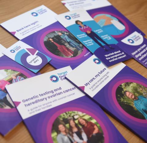 Information guides and materials from Target Ovarian Cancer table display