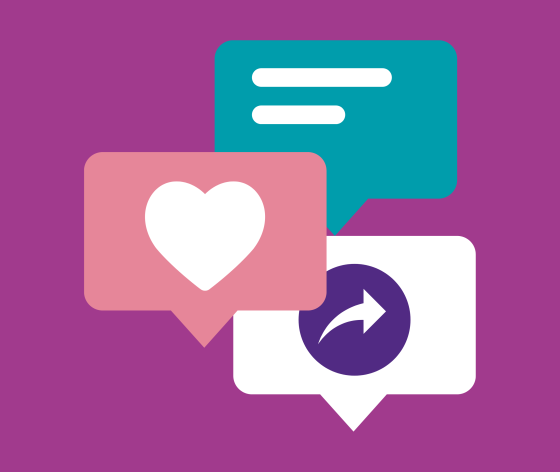 Like, share and comment graphics for social media