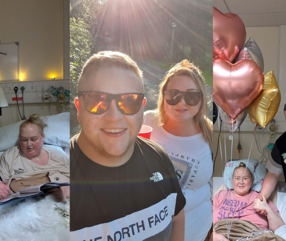 Three images of Edd and Sophie