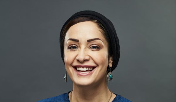 Dr Zahra Faraahi, a researcher for Target Ovarian Cancer wearing a blue top