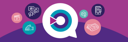 An infographic showing logos representing the different ways you can share your story with us