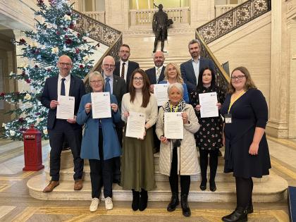 Christine (second from the left) meeting with members of Northern Ireland’s Legislative Assembly in November 2025.