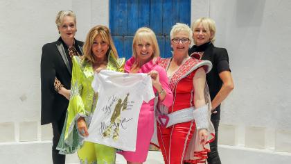 Sarah Greene, Emma Kane, Judy Craymer, Mazz Murray and Ricky Butt celebrate MAMMA MIA! partnership with Target Ovarian Cancer.